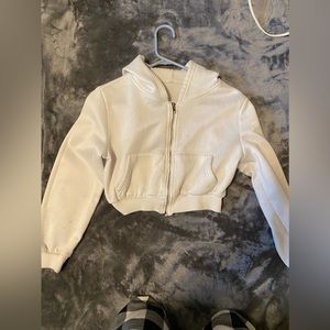 Cropped white zip up